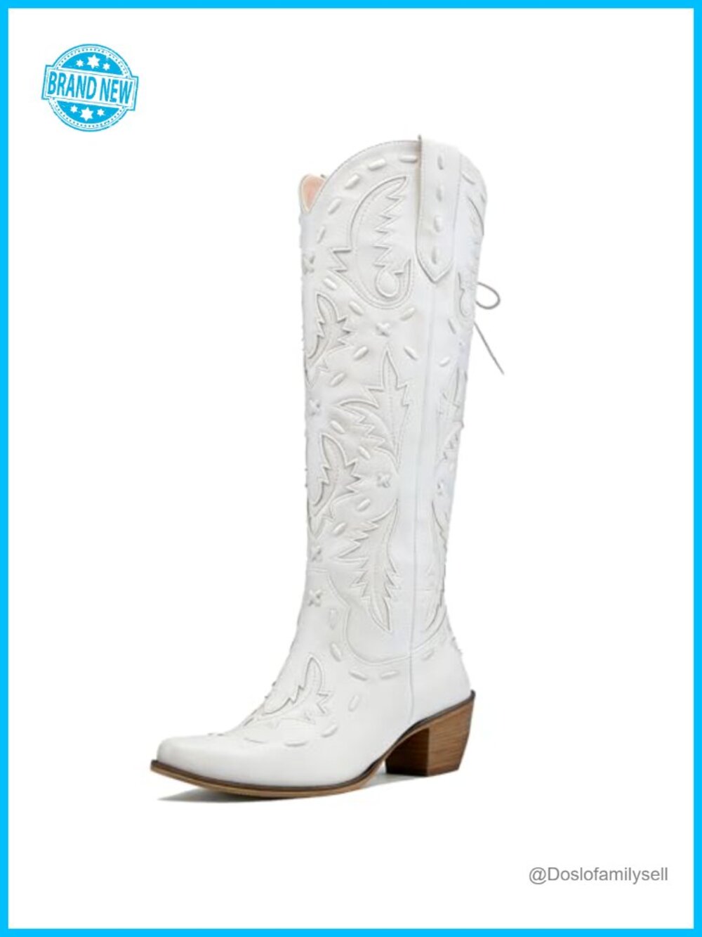 Knee High Lace Up Cowboy Boots Snip Toe Women Western